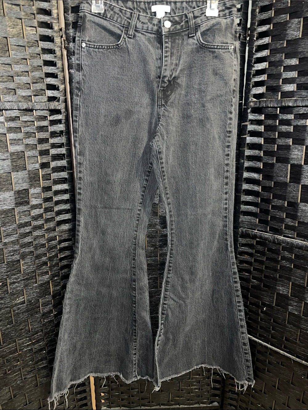 Forever 21 Black Washed Flare Jeans with Raw Hem size 28